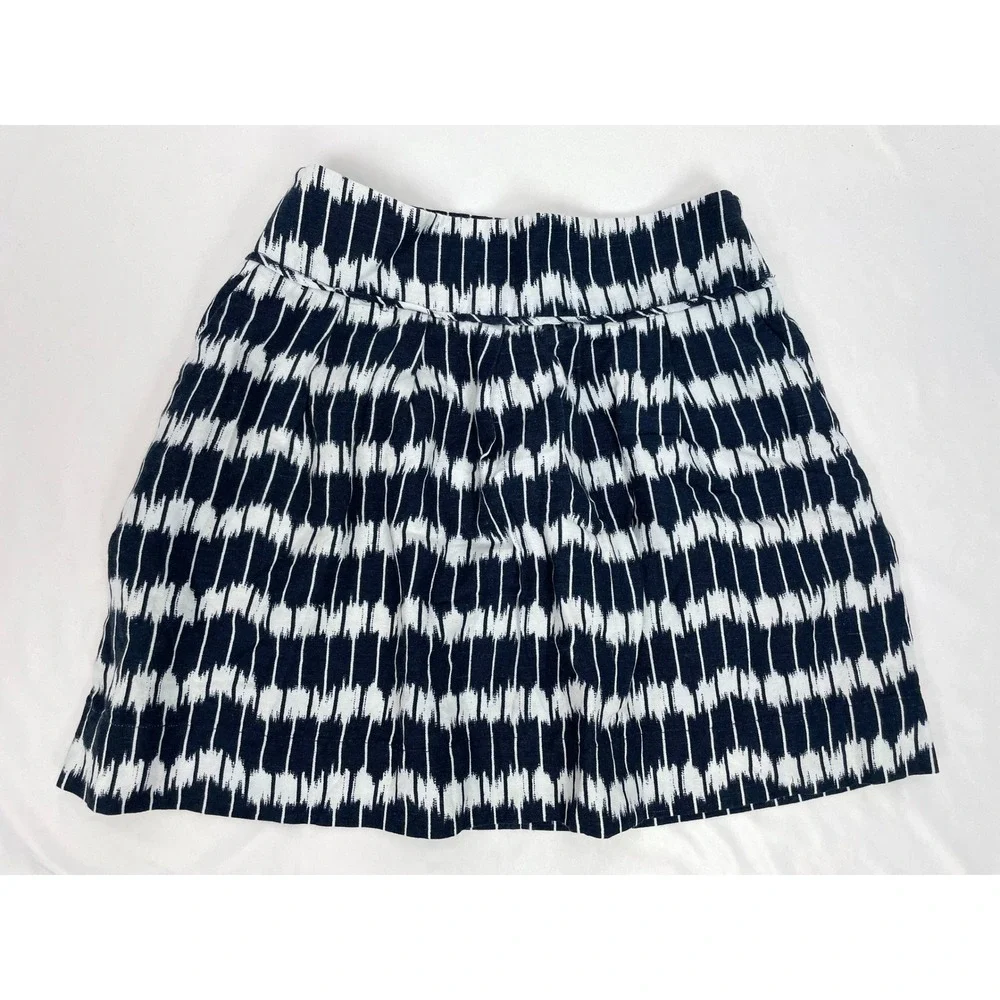 Ann Taylor LOFT Skirt‎ 6P Blue White Linen A-Line